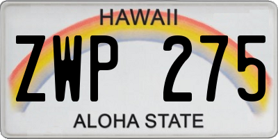 HI license plate ZWP275