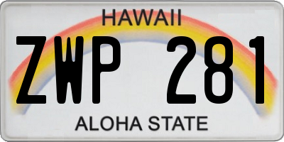 HI license plate ZWP281
