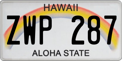 HI license plate ZWP287