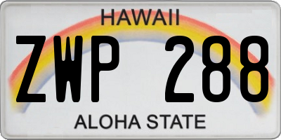 HI license plate ZWP288
