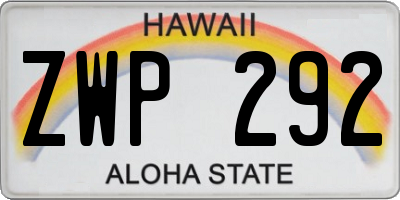 HI license plate ZWP292