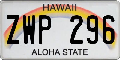 HI license plate ZWP296