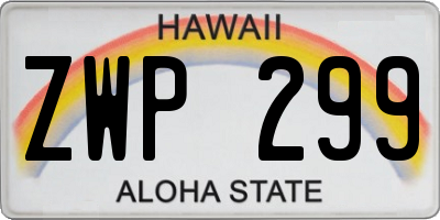 HI license plate ZWP299