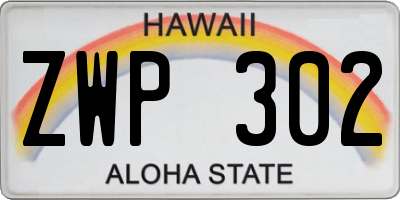 HI license plate ZWP302