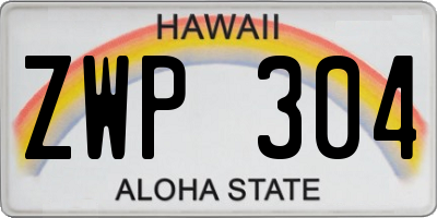HI license plate ZWP304