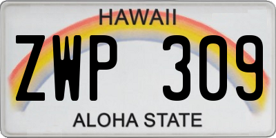 HI license plate ZWP309