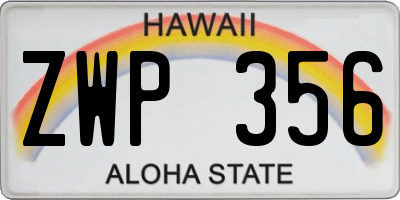 HI license plate ZWP356