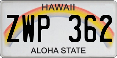 HI license plate ZWP362