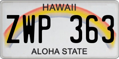 HI license plate ZWP363
