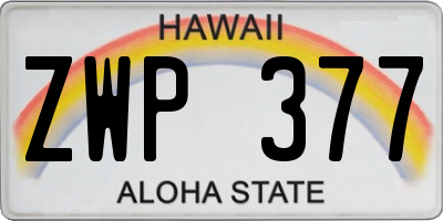 HI license plate ZWP377