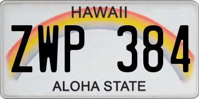 HI license plate ZWP384