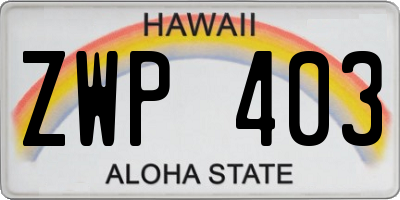 HI license plate ZWP403
