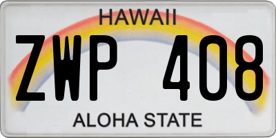 HI license plate ZWP408