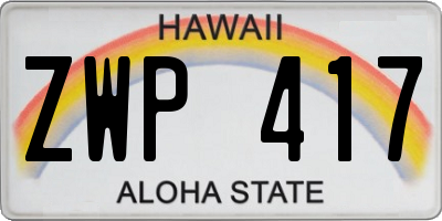 HI license plate ZWP417