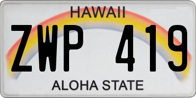 HI license plate ZWP419