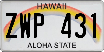 HI license plate ZWP431