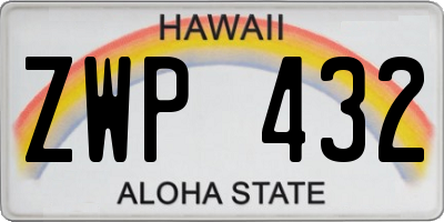 HI license plate ZWP432