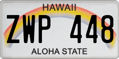 HI license plate ZWP448