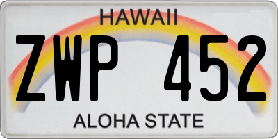 HI license plate ZWP452