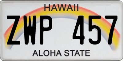 HI license plate ZWP457