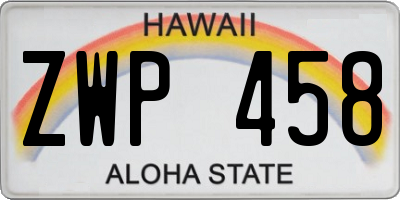 HI license plate ZWP458