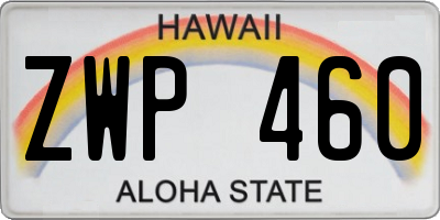 HI license plate ZWP460