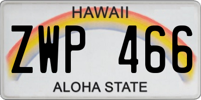 HI license plate ZWP466