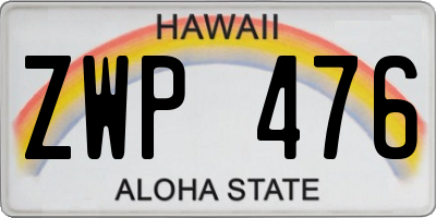 HI license plate ZWP476