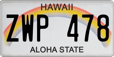 HI license plate ZWP478