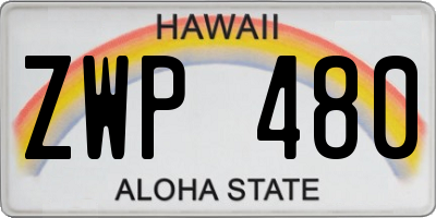 HI license plate ZWP480