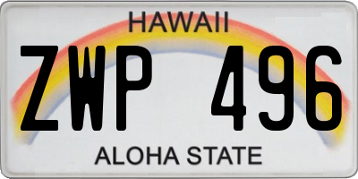 HI license plate ZWP496