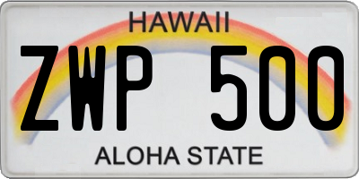 HI license plate ZWP500