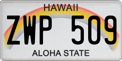 HI license plate ZWP509
