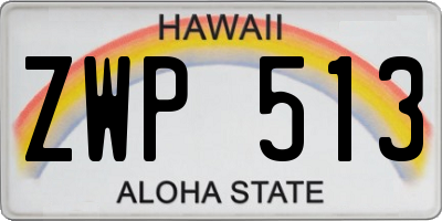 HI license plate ZWP513