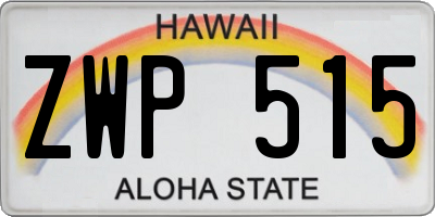 HI license plate ZWP515