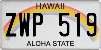 HI license plate ZWP519