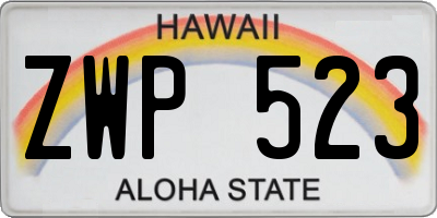 HI license plate ZWP523