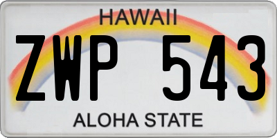 HI license plate ZWP543