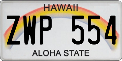 HI license plate ZWP554