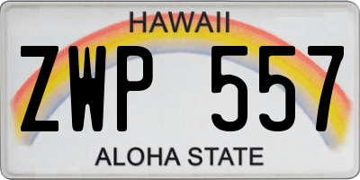 HI license plate ZWP557