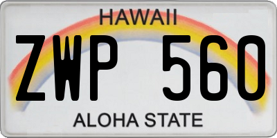 HI license plate ZWP560