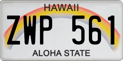 HI license plate ZWP561