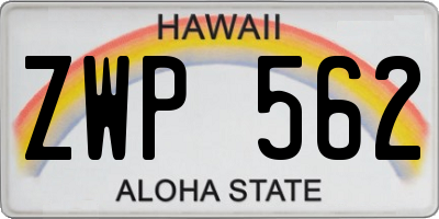 HI license plate ZWP562