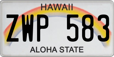 HI license plate ZWP583