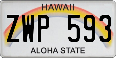 HI license plate ZWP593