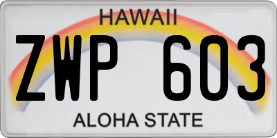 HI license plate ZWP603