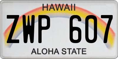 HI license plate ZWP607