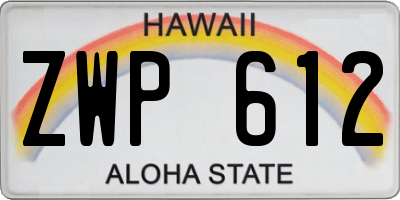 HI license plate ZWP612