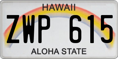 HI license plate ZWP615
