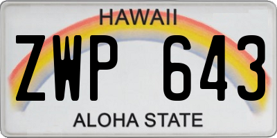 HI license plate ZWP643
